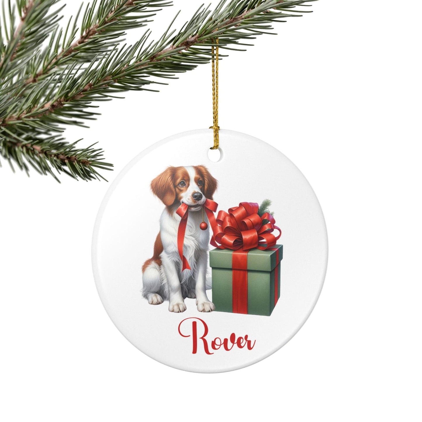 Brittany Spaniel Ornament with Custom Name