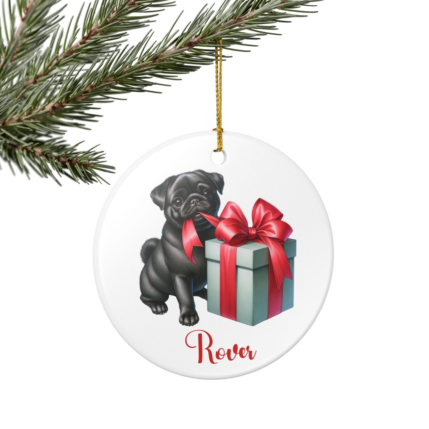 Pug Ornament with Custom Name