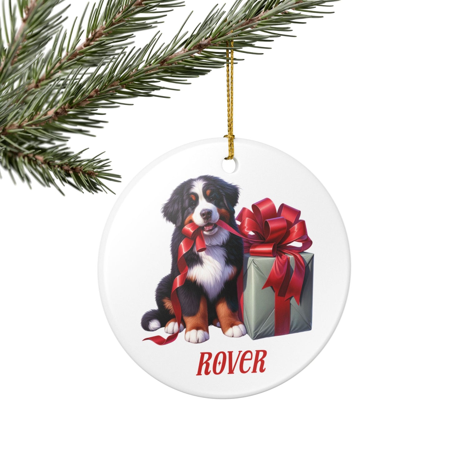 Bernese Mountain Dog Ornament with Custom Name