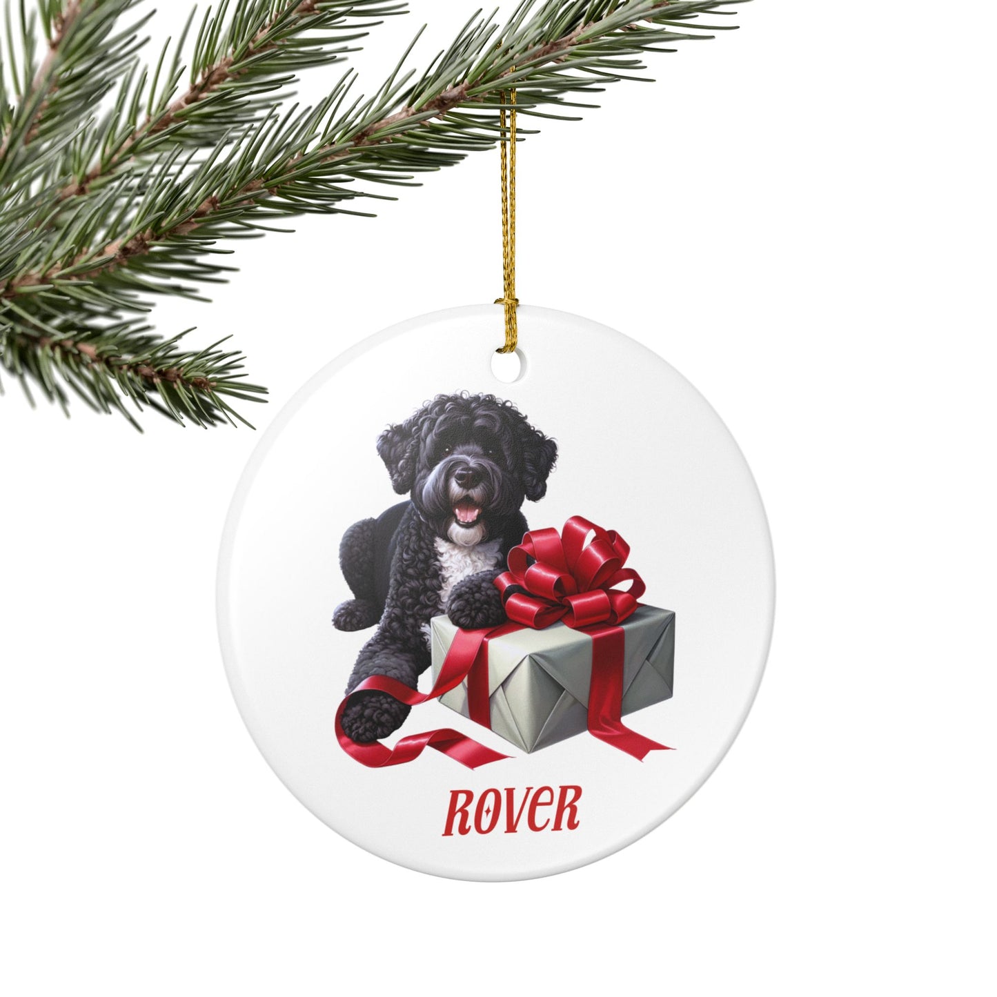 Portuguese Water Dog Ornament with Custom Name