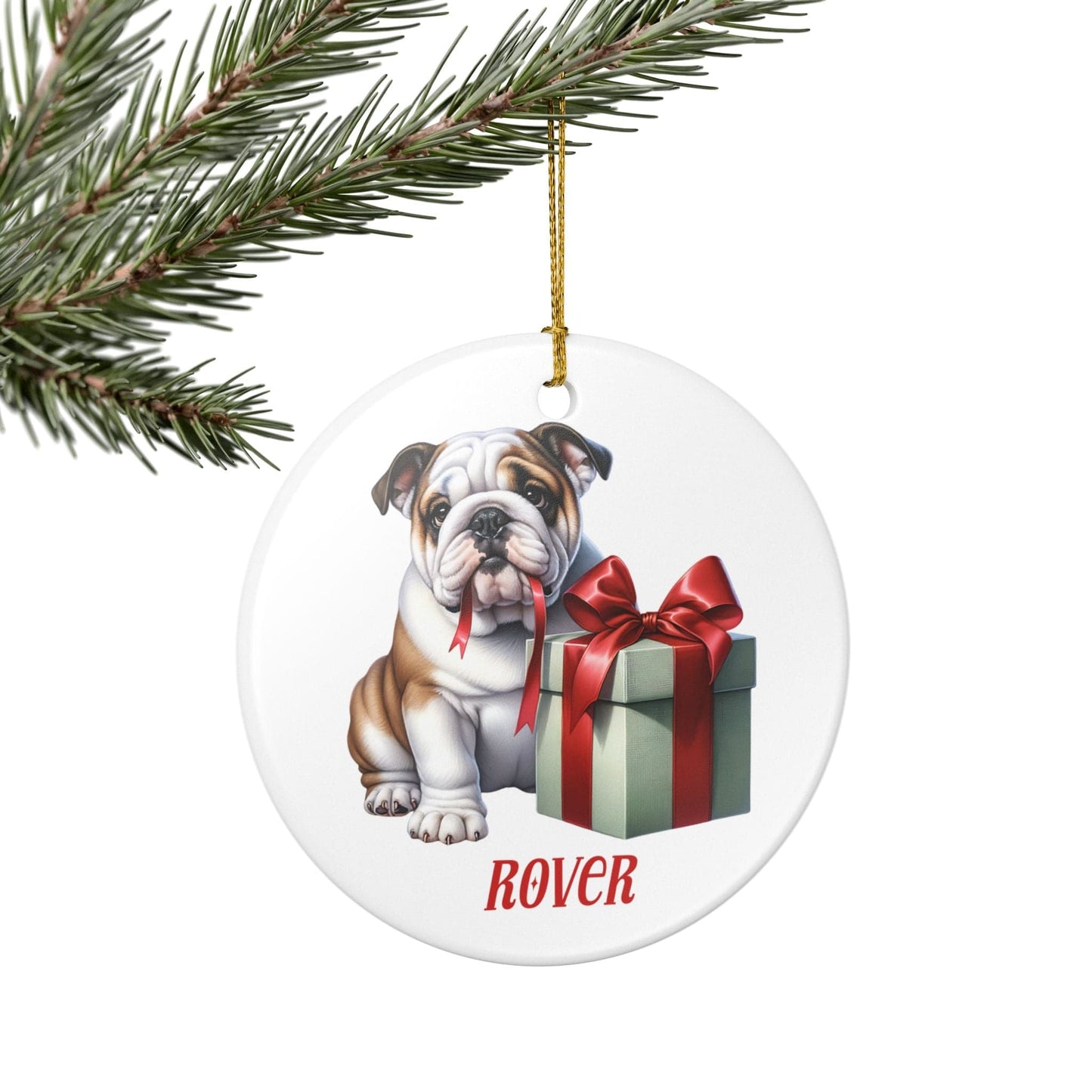 English Bulldog Ornament with Custom Name