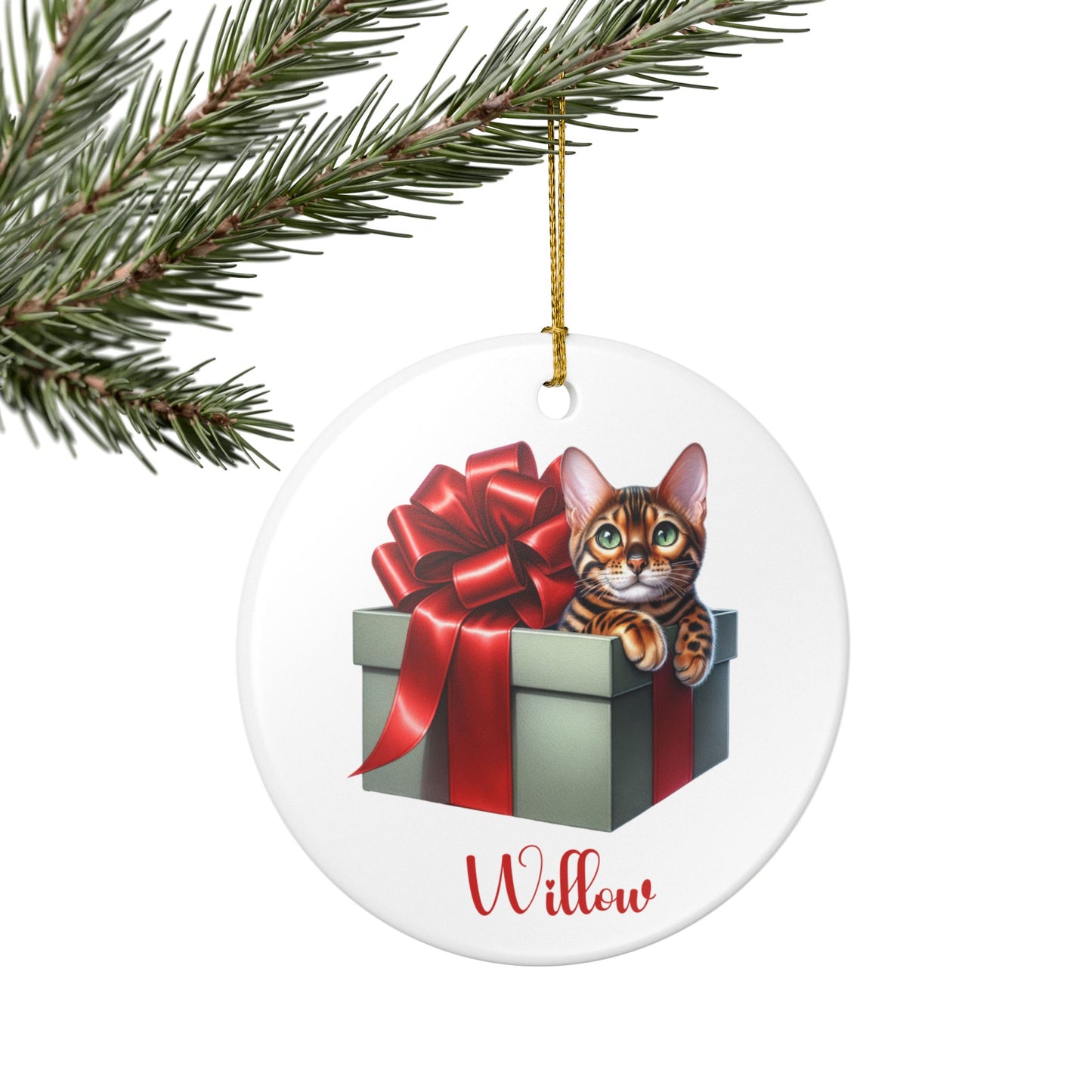 Bengal Cat Ornament with Custom Name