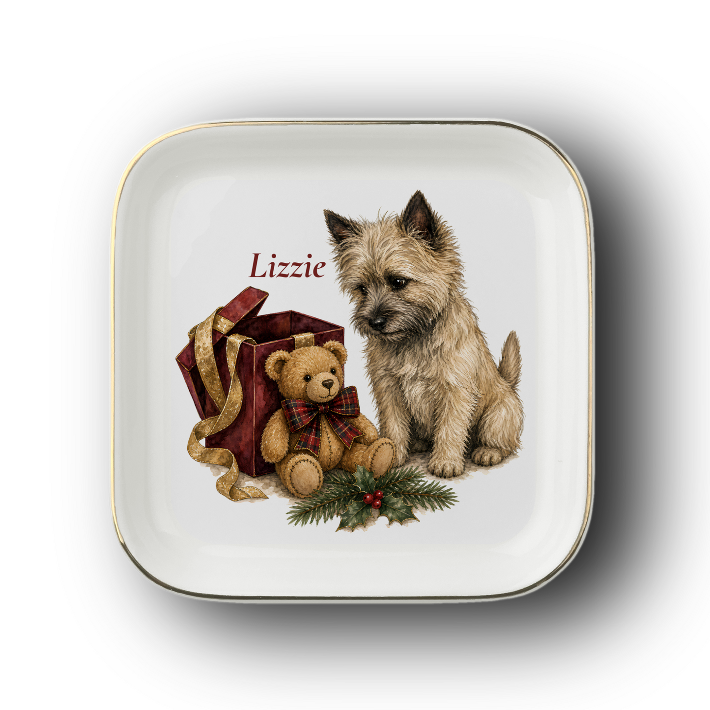 Cairn Terrier jewelry dish on a white background