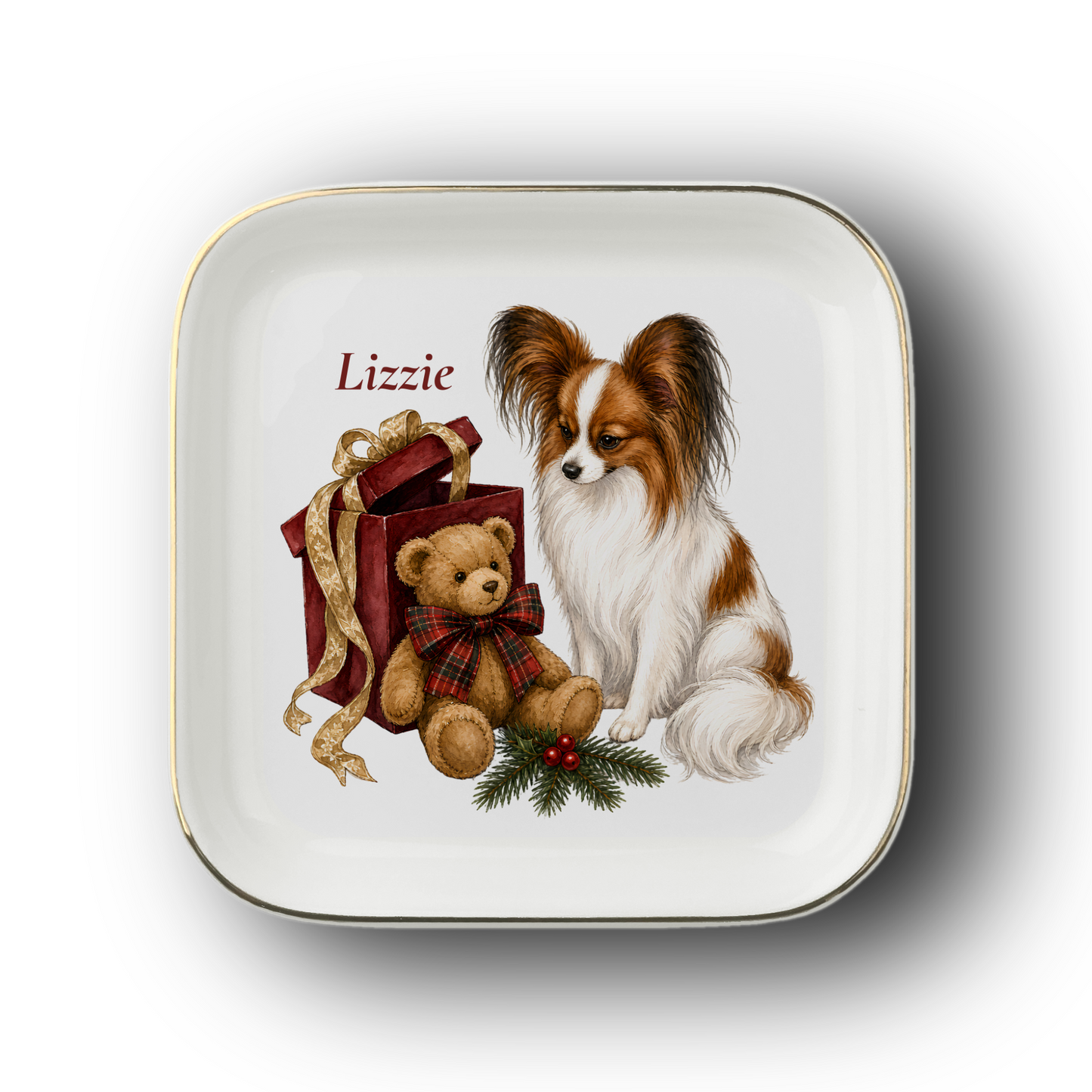 Papillon jewelry dish on a white background