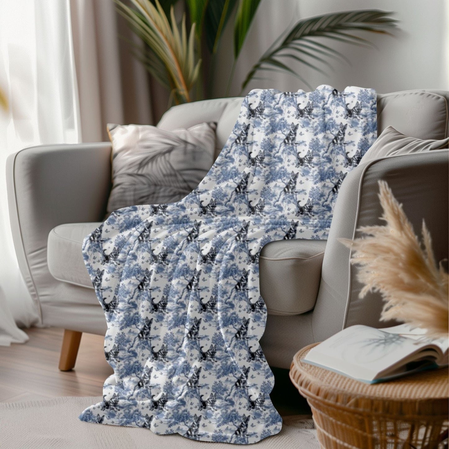 German Shepherd Blanket - Toile Pattern
