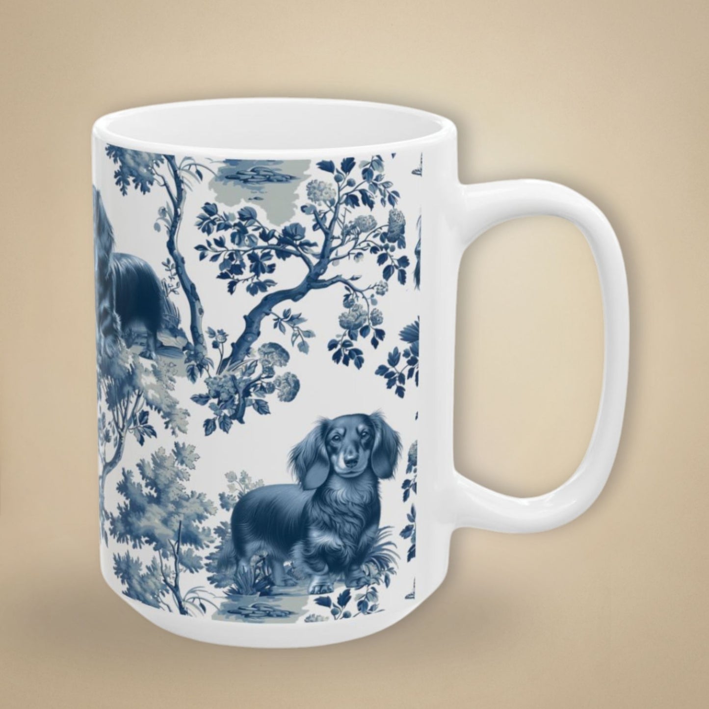 Dachshund Mug - Toile - Longhaired Doxie