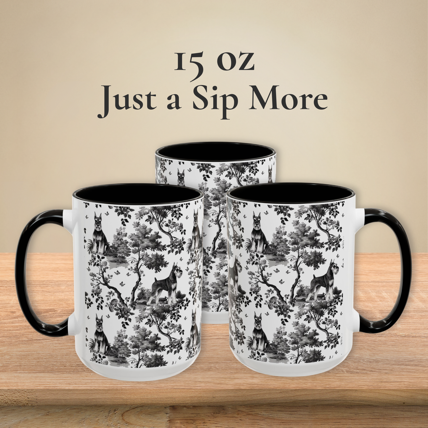 Standard Schnauzer Mug - B&W Toile Pattern