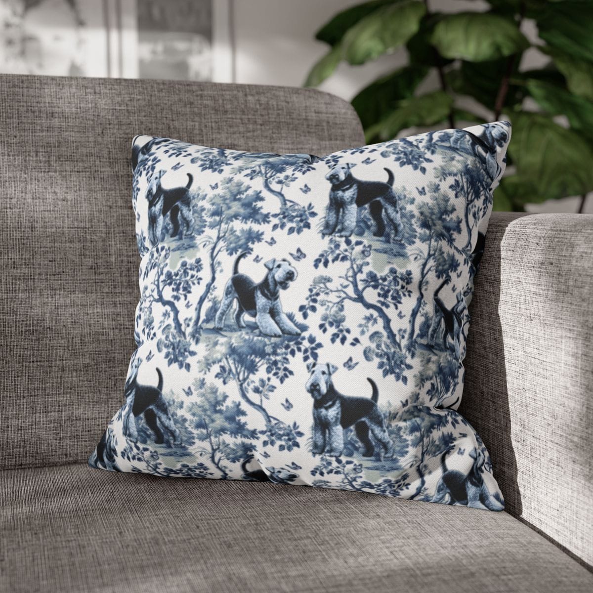Airedale Terrier · Garden Toile Pillow Cover