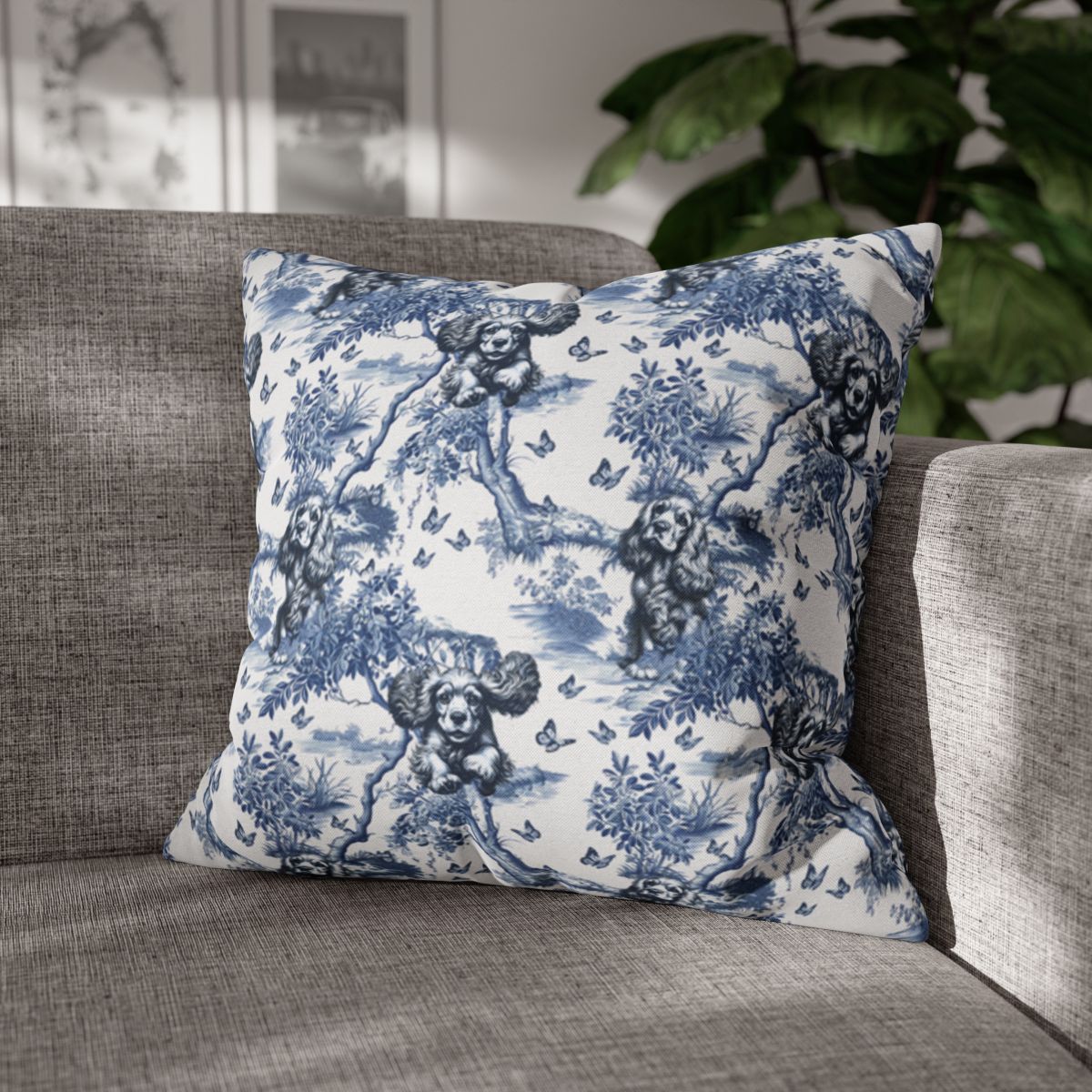 Cocker Spaniel Pillow Cover - Toile