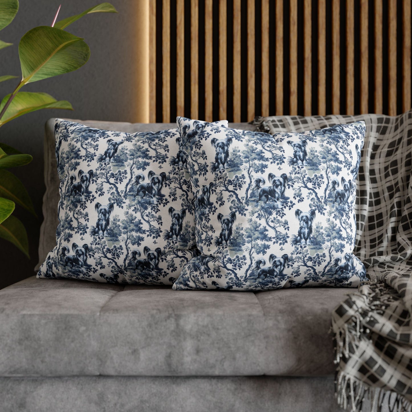 Chinese Crested · Garden Toile Pillow Cover