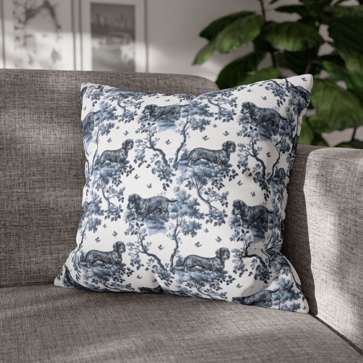 Dachshund Wirehaired Pillow Cover - Toile