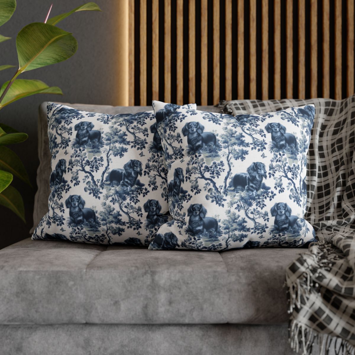 Dachshund Longhaired Pillow Cover - Toile