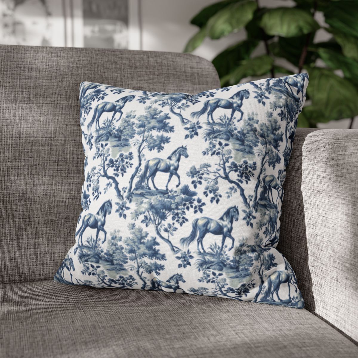 Horse Pillow Cover - Equestrian Toile