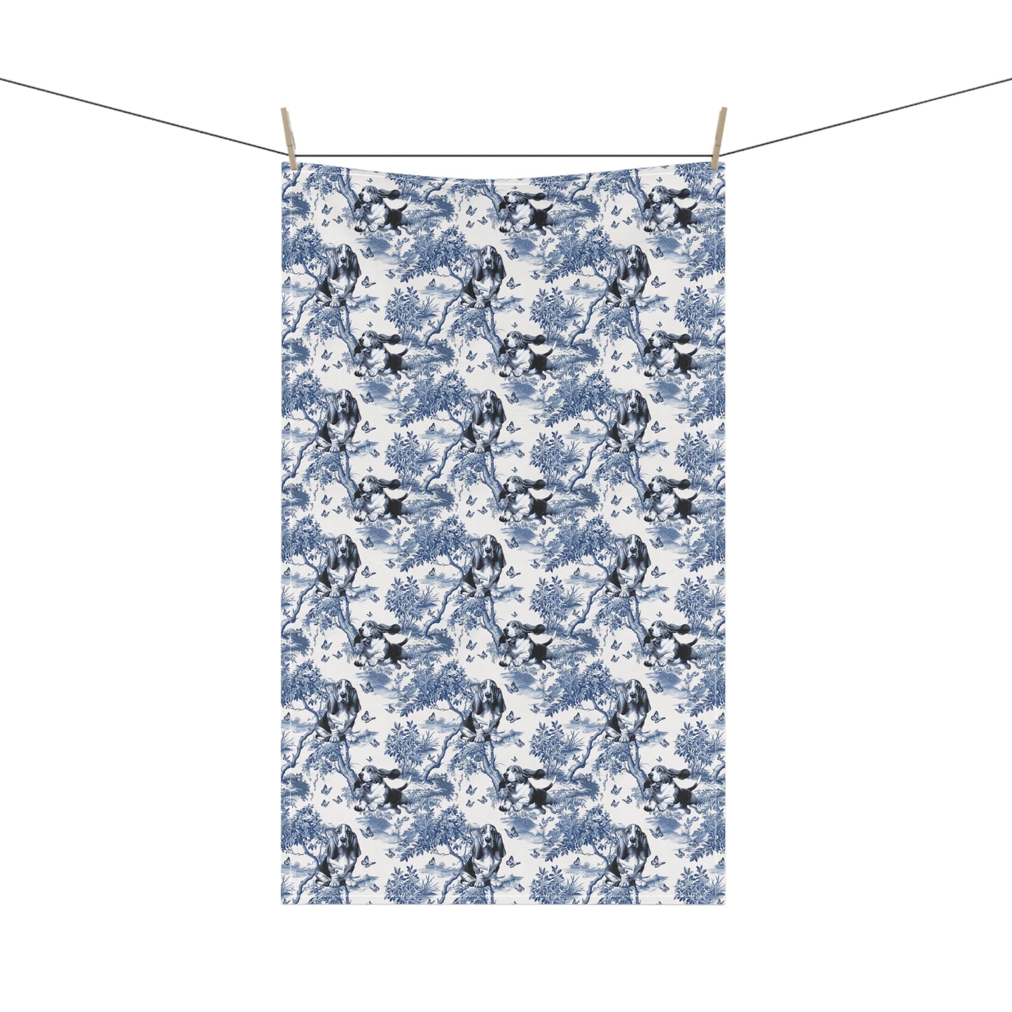 Basset Hound Cotton Tea Towels -Toile Pattern