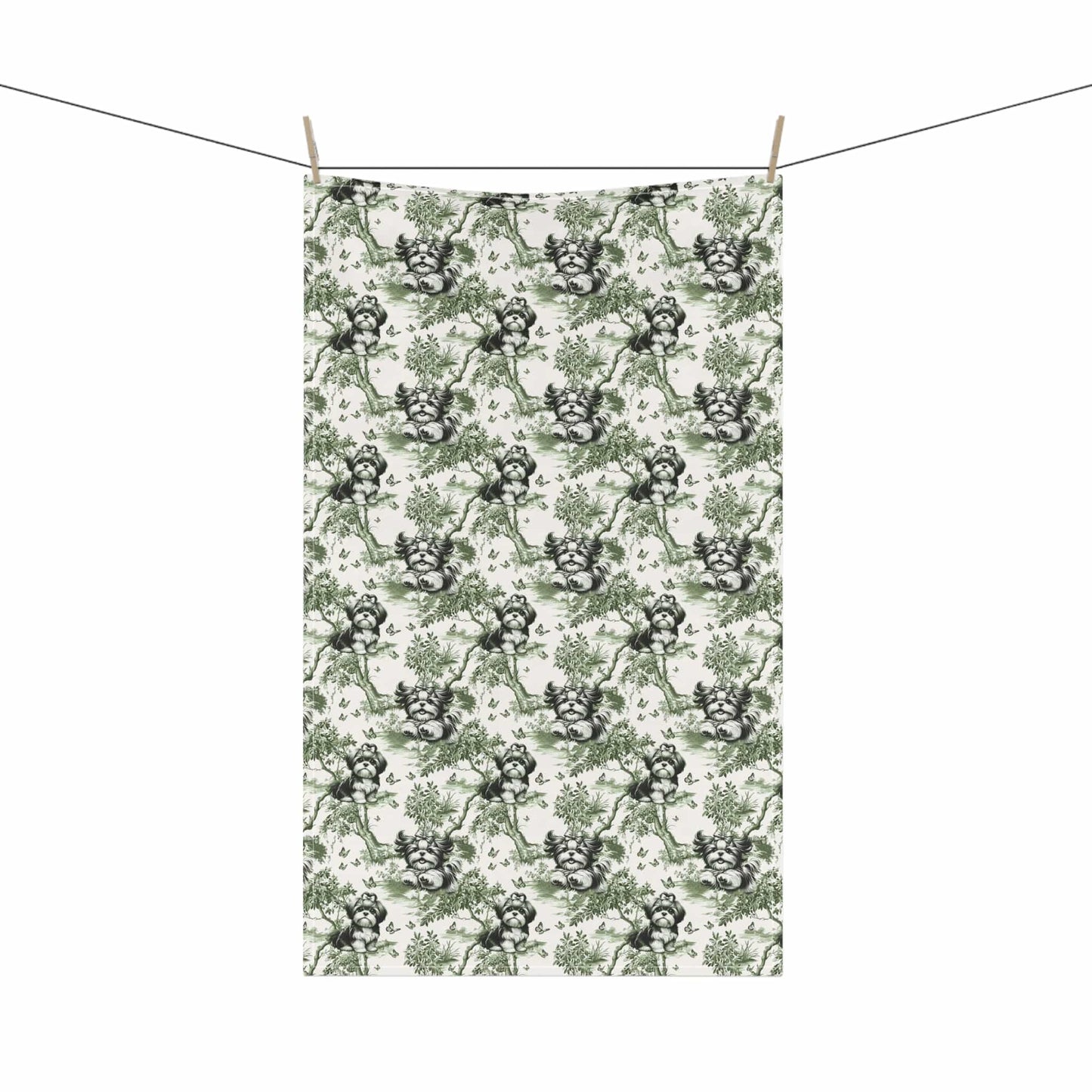 Shih Tzu · Sage Garden Toile Tea Towel
