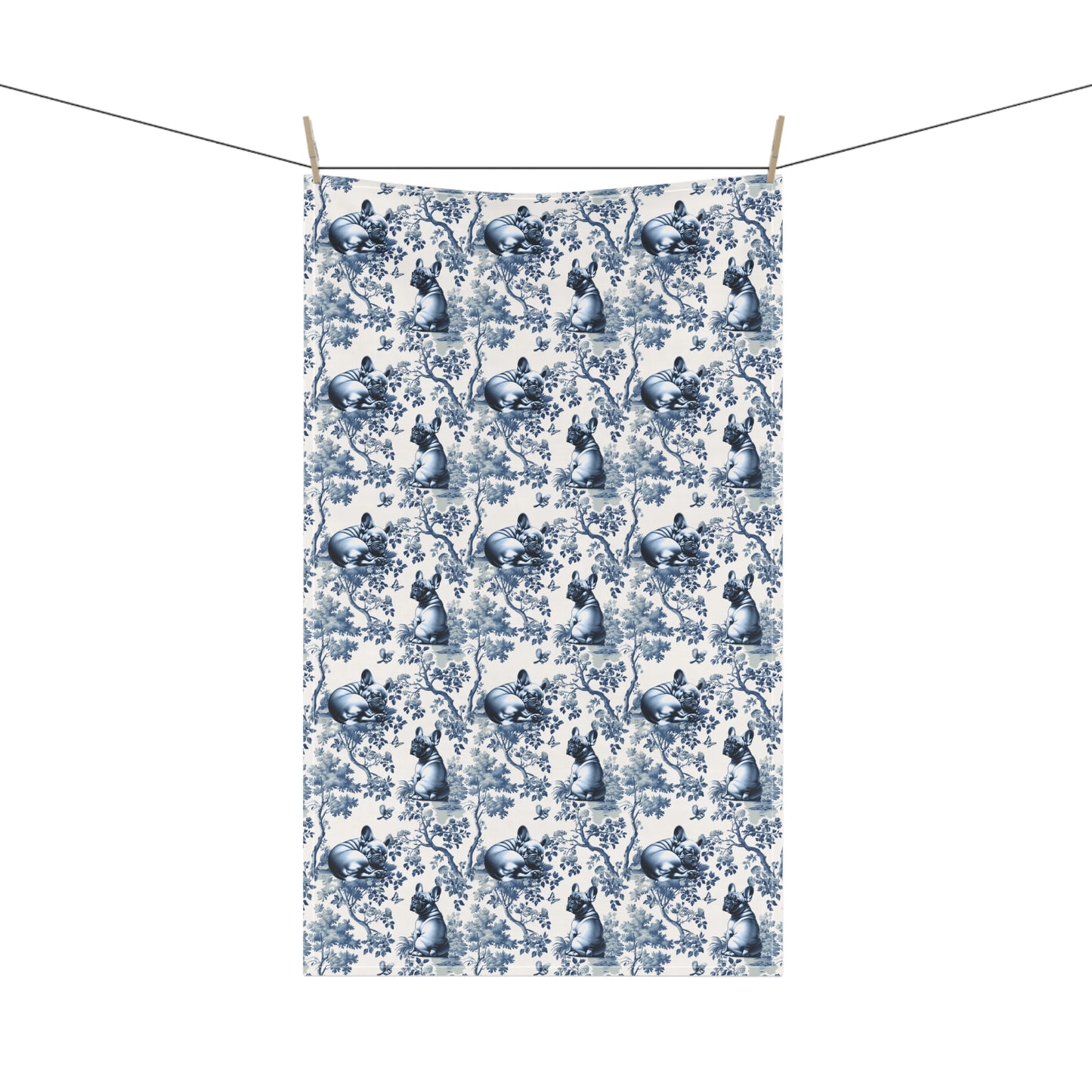 French Bulldog Cotton Tea Towels -Toile Pattern