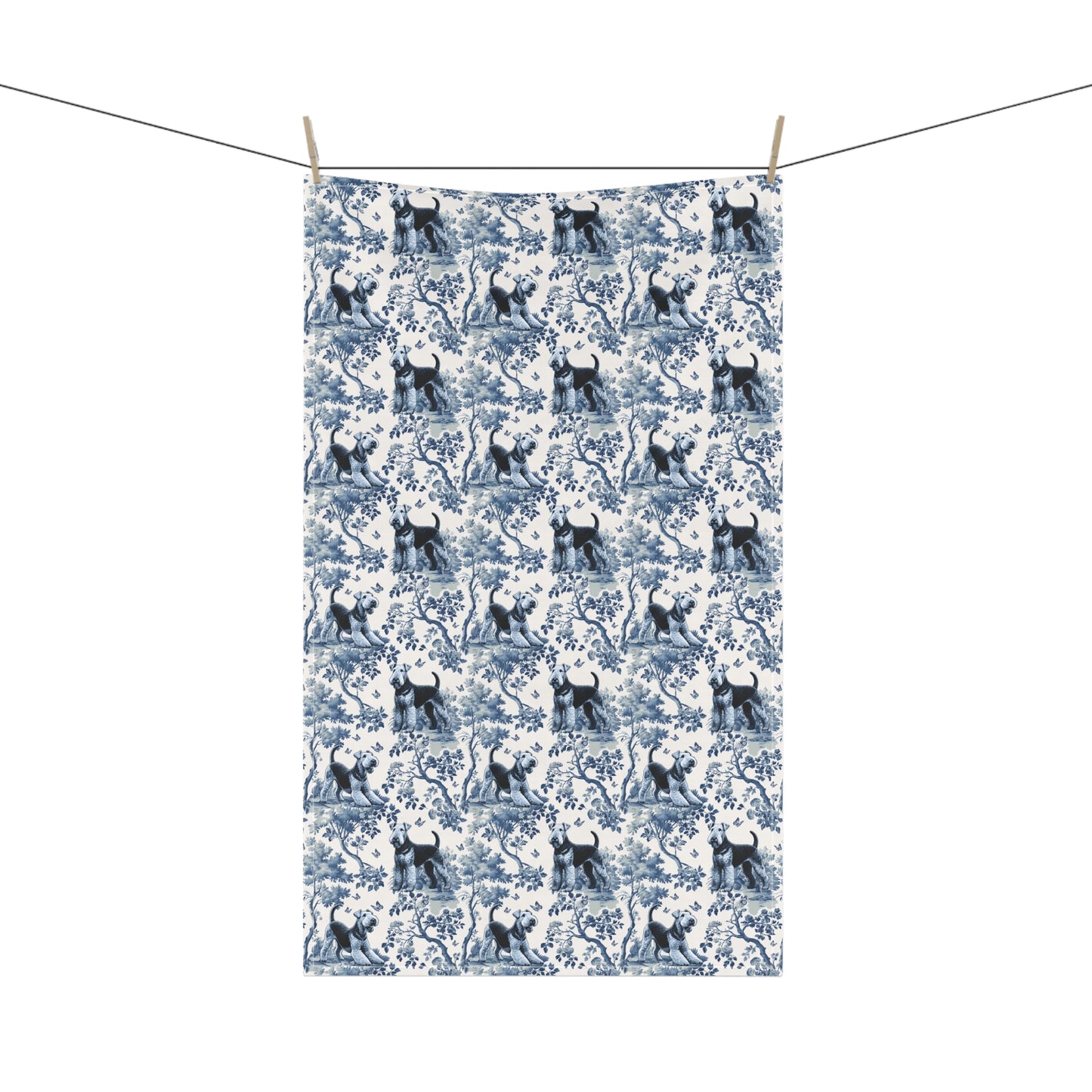 Airedale Terrier Cotton Tea Towels -Toile Pattern
