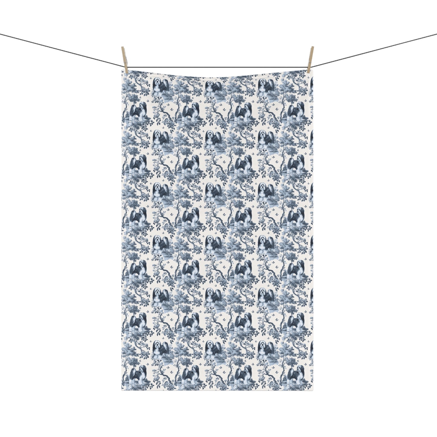 Tibetan Terrier Cotton Tea Towels - Toile Pattern
