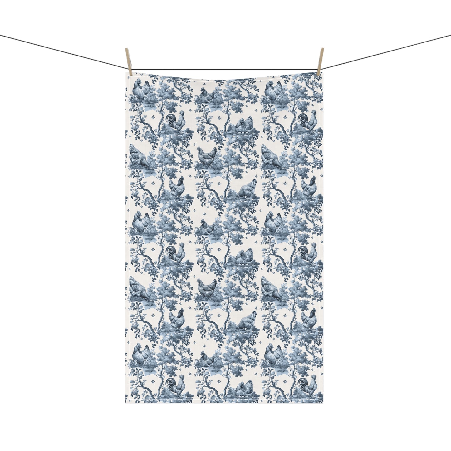 Chicken Cotton Tea Towels -Toile Pattern