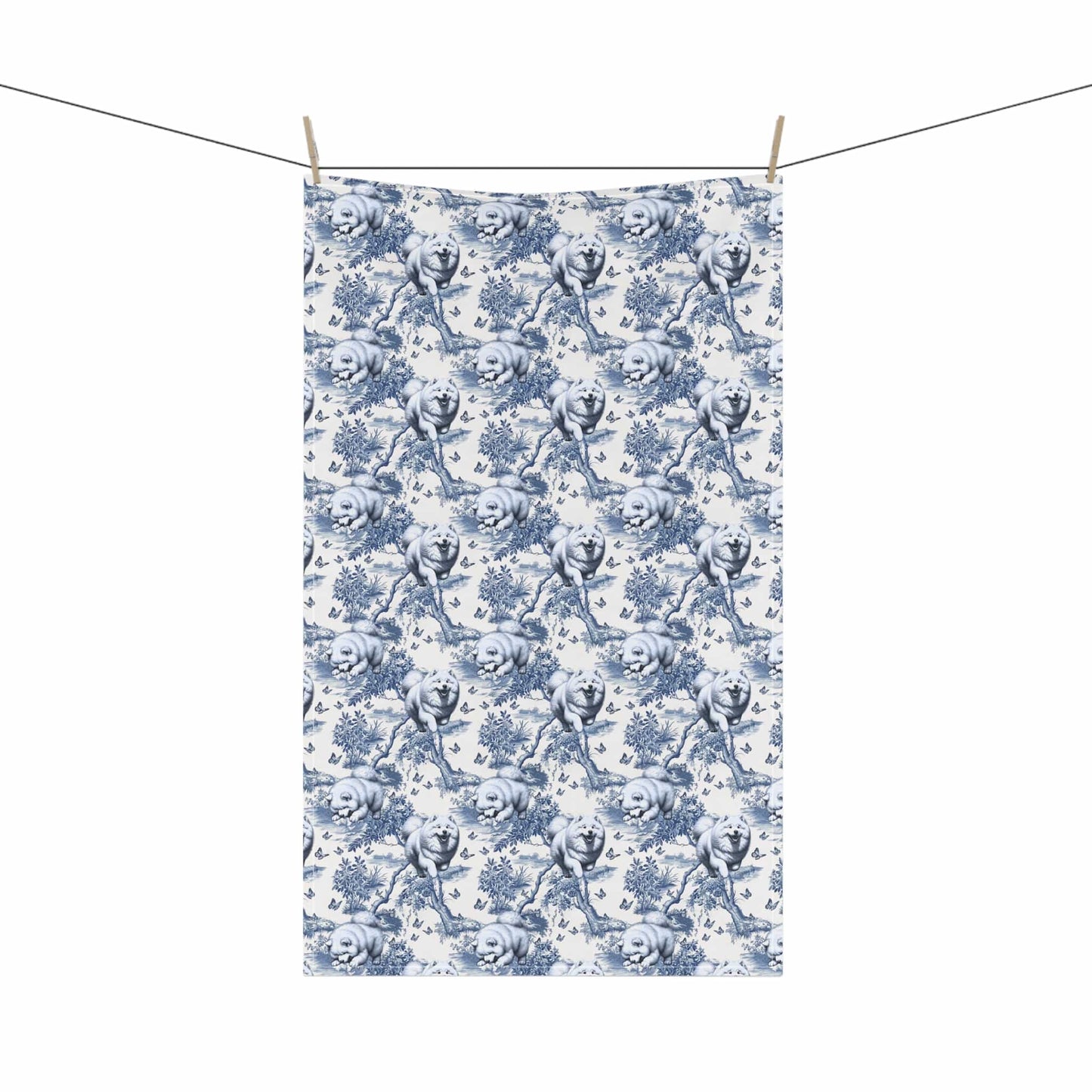 Samoyed · Garden Toile Tea Towel
