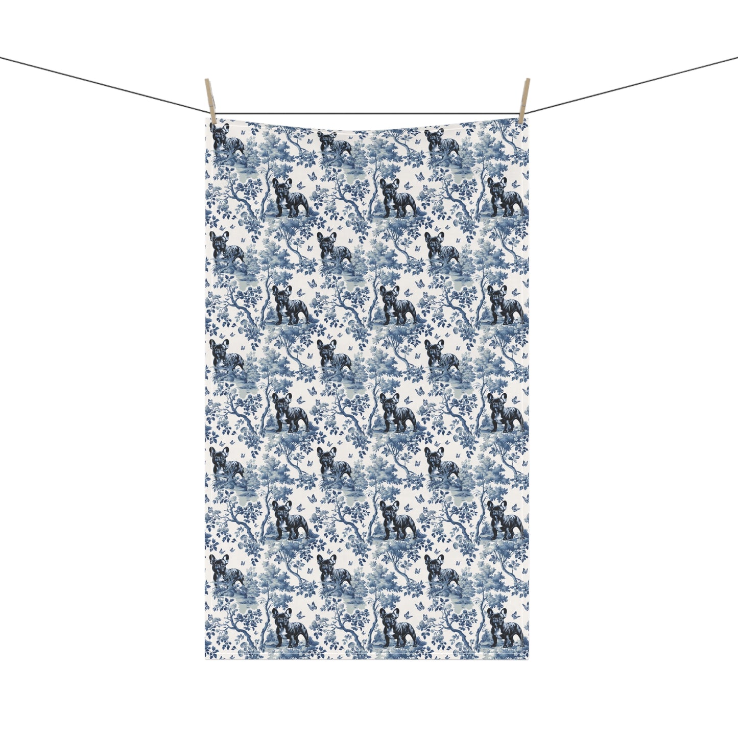 French Bulldog Cotton Tea Towels -Toile Pattern