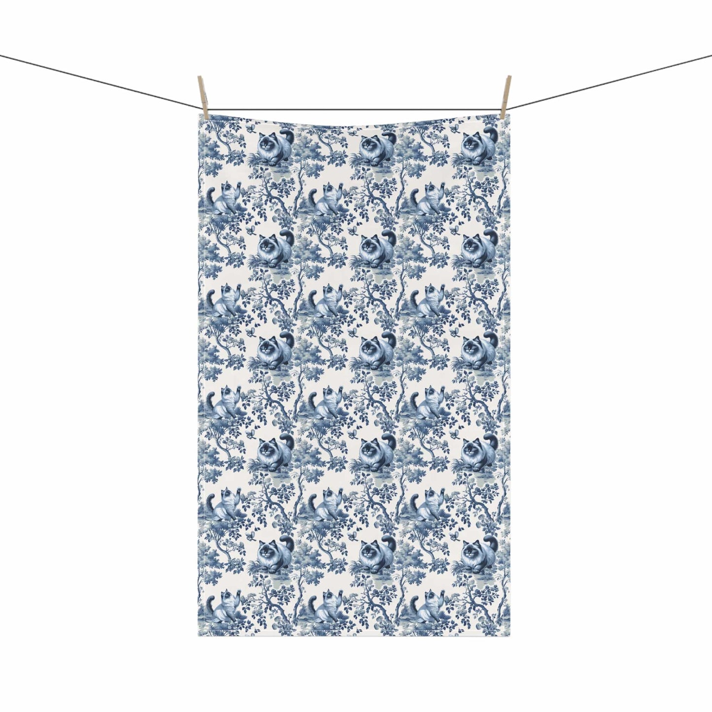 Ragdoll Cat ยท Garden Toile Tea Towel