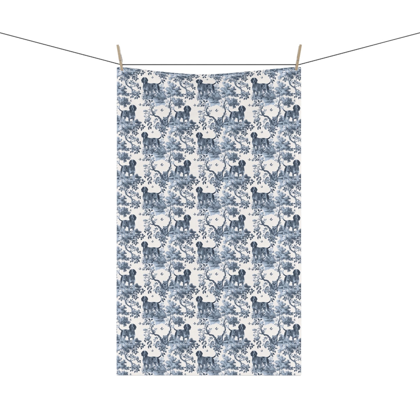 Bluetick Coonhound Cotton Tea Towels - Toile Pattern