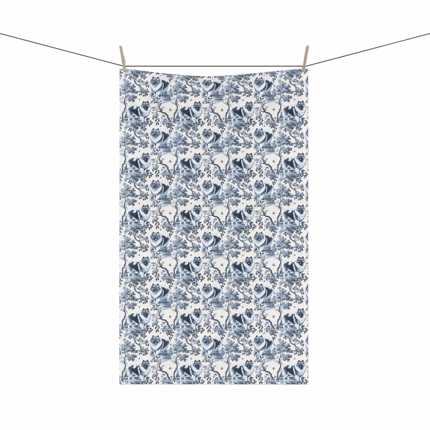 Keeshond · Garden Toile Tea Towel