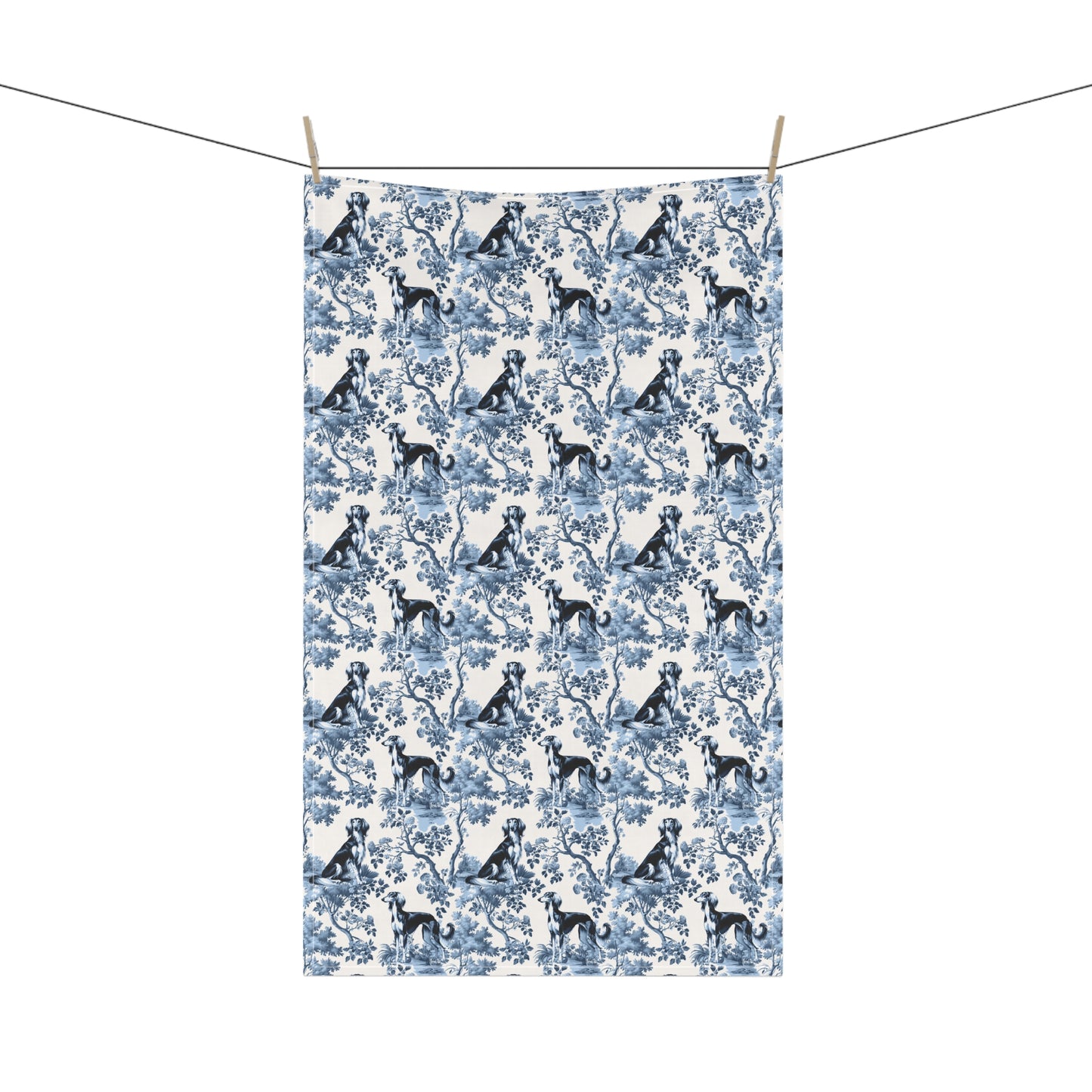 Saluki Cotton Tea Towels - Toile Pattern