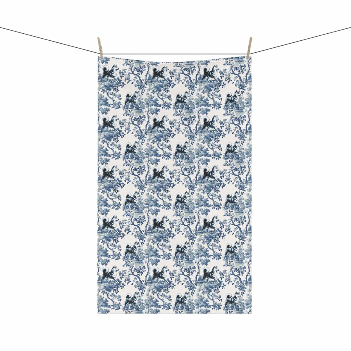 Shiba Inu · Garden Toile Tea Towel