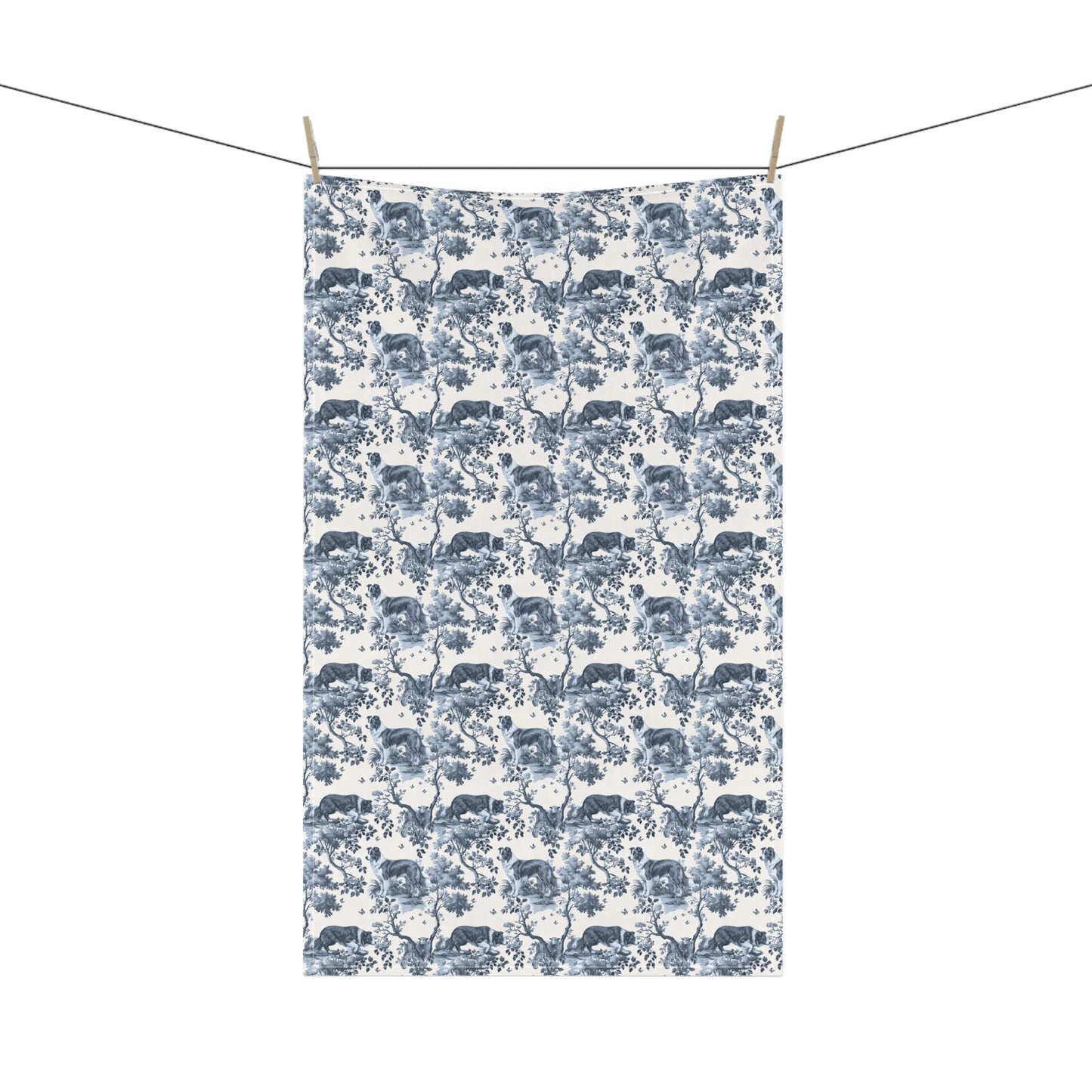 Border Collie Cotton Tea Towels - Toile Pattern