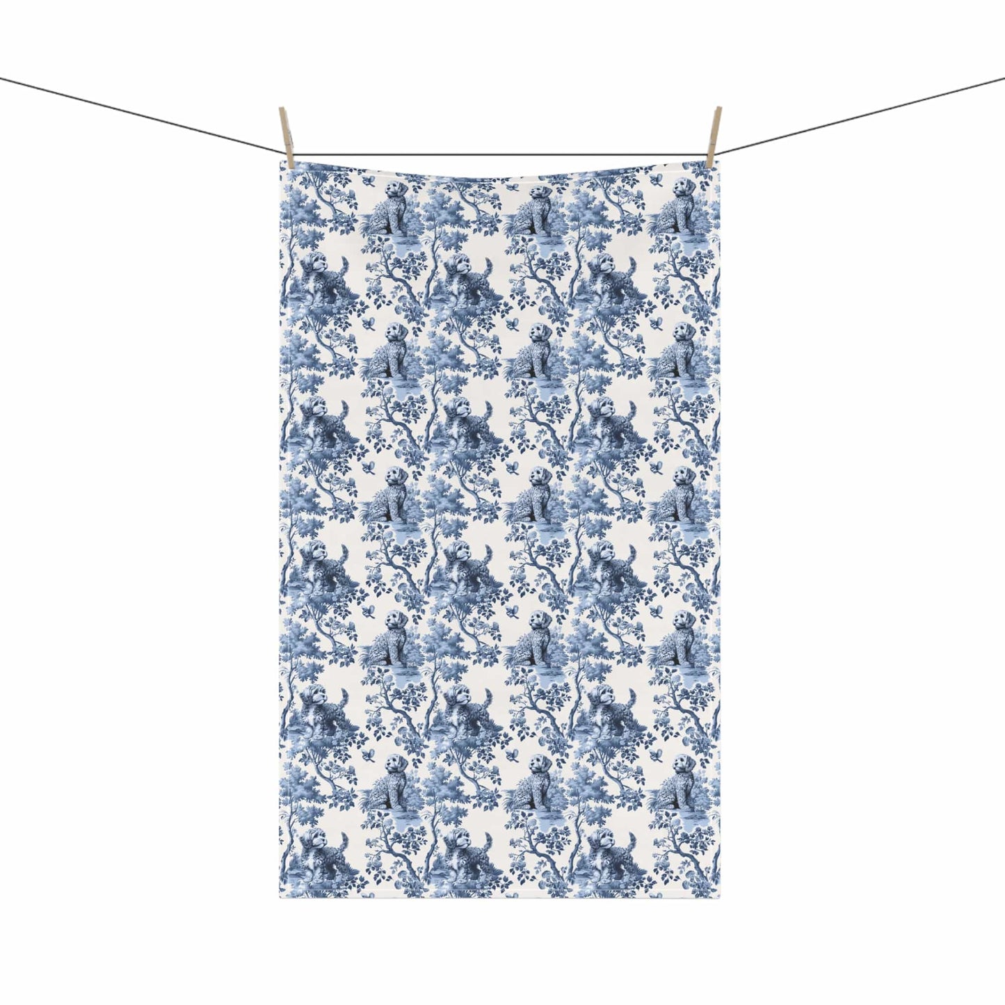 Cavapoo ยท Garden Toile Tea Towel
