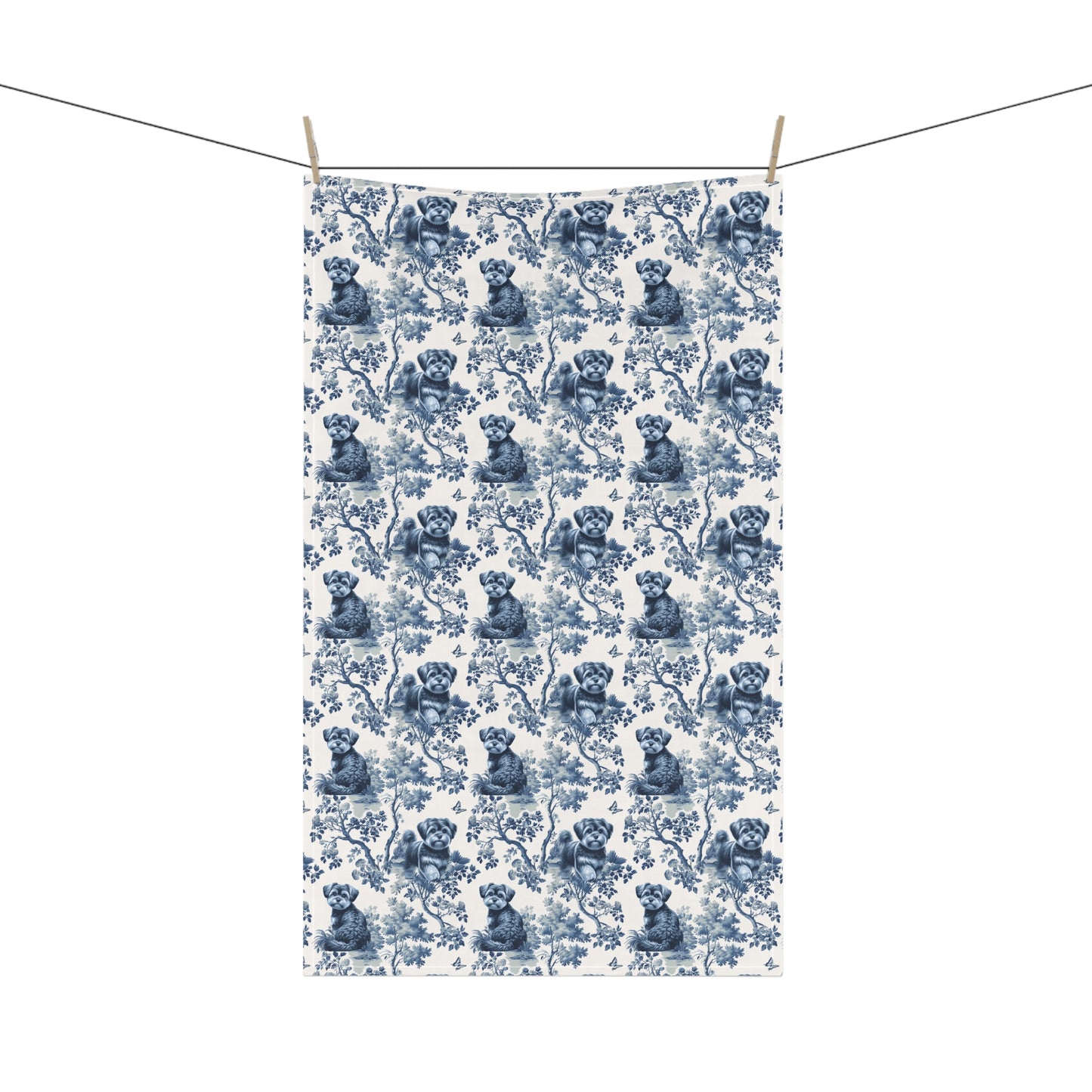 Morkie Cotton Tea Towels - Toile Pattern