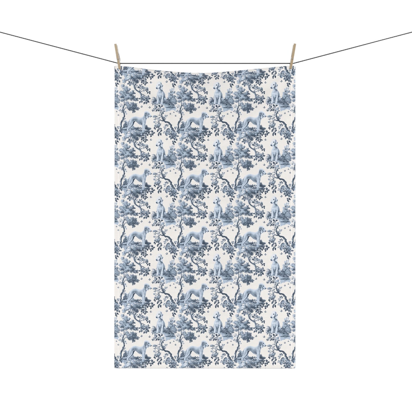 Bedlington Terrier Cotton Tea Towels - Toile Pattern