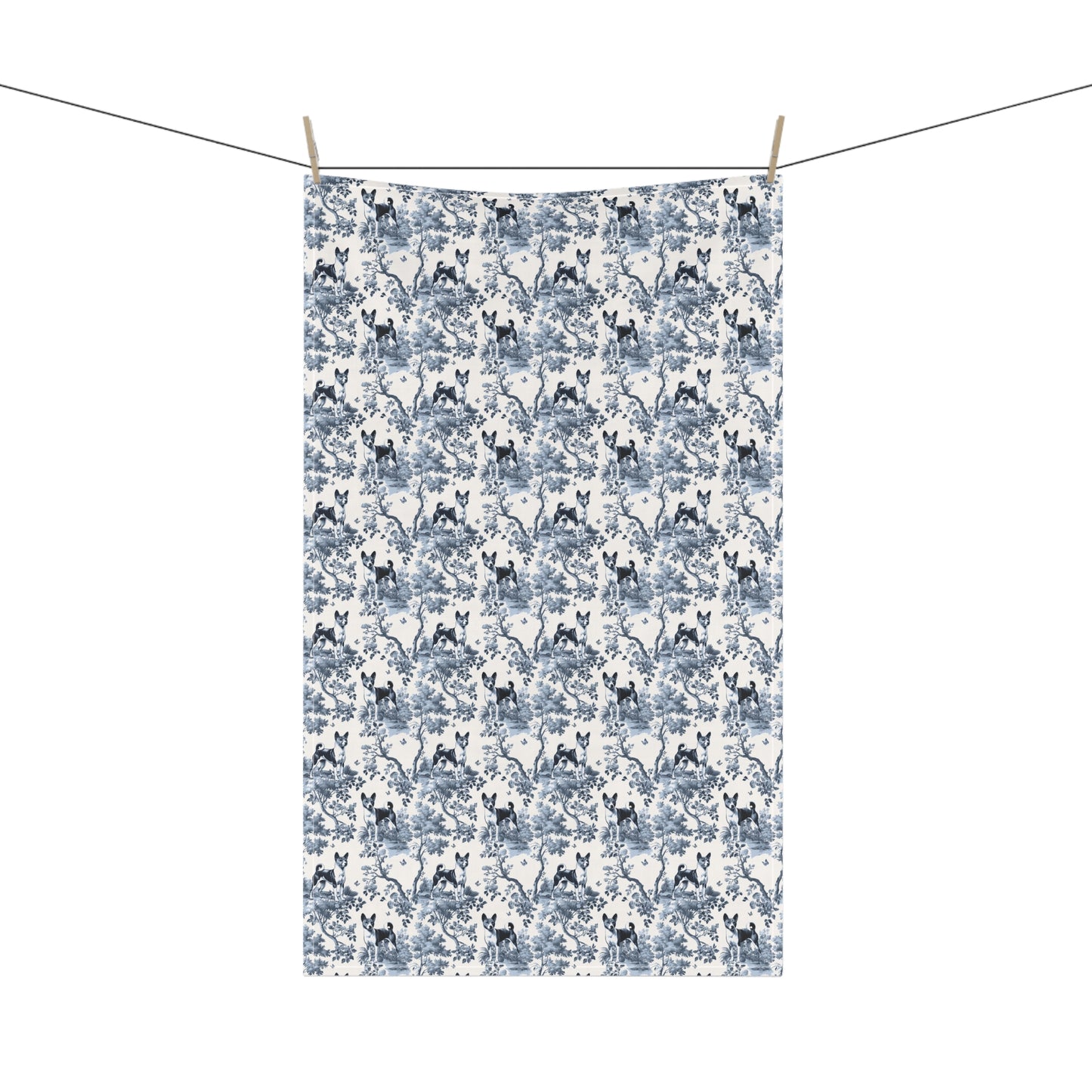 Basenji Cotton Tea Towels - Toile Pattern