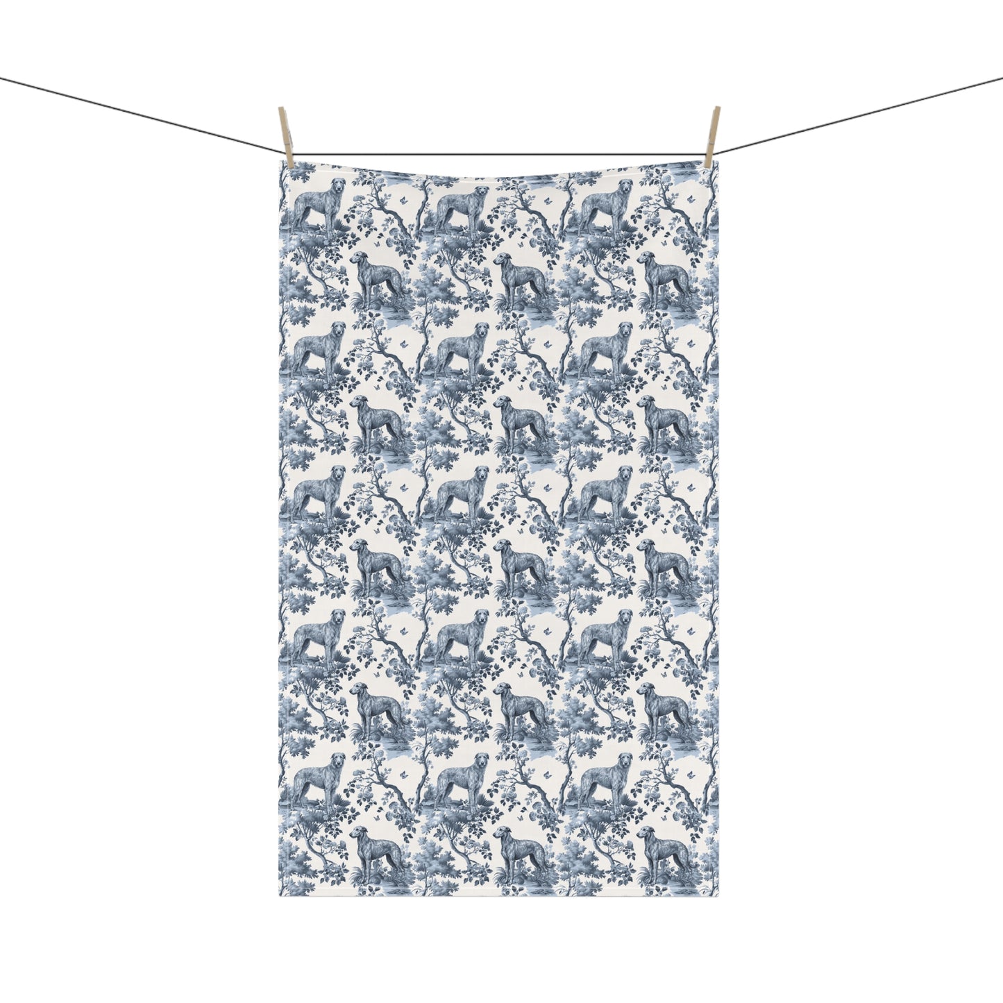 Scottish Deerhound Cotton Tea Towels - Toile Pattern