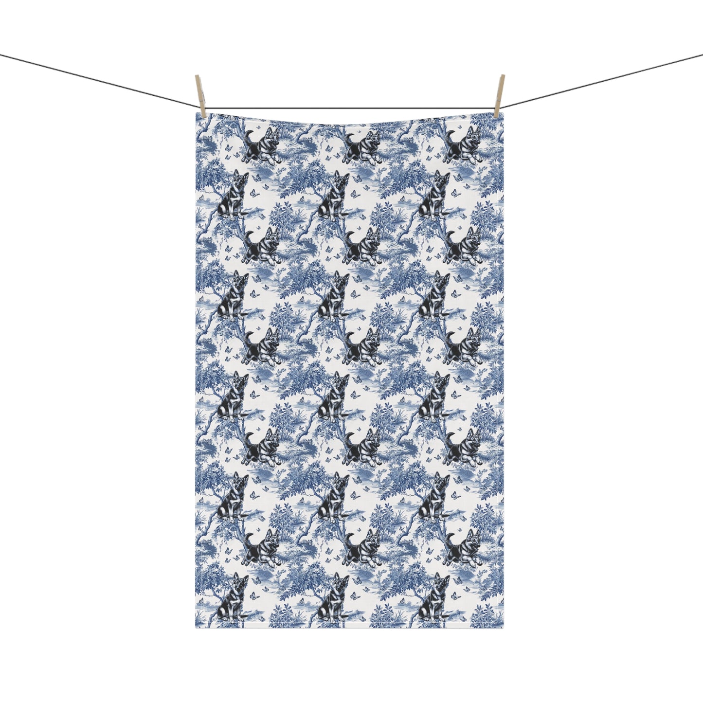 German Shepherd Cotton Tea Towels -Toile Pattern
