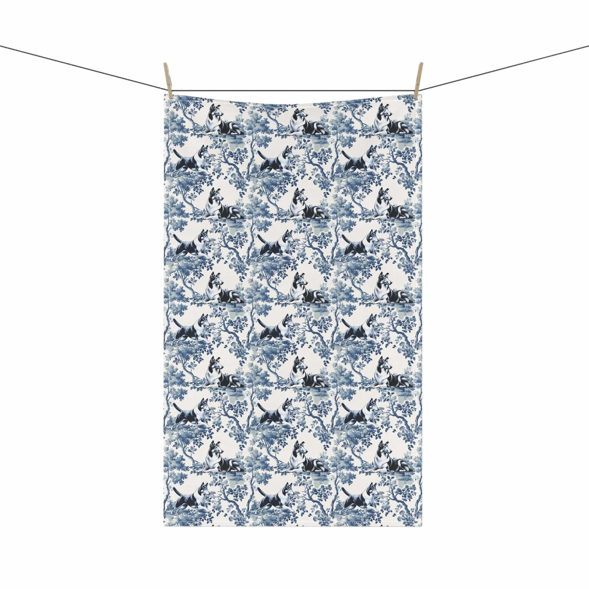 Smooth Collie · Garden Toile Tea Towel