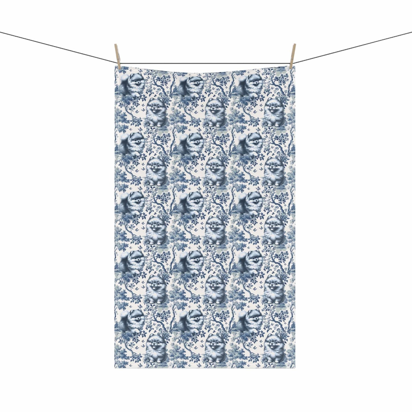 Pomeranian · Garden Toile Tea Towel