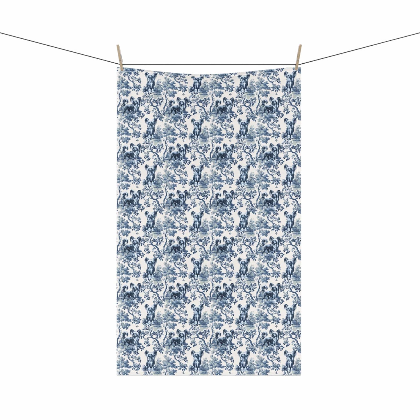 Chinese Crested · Garden Toile Tea Towel