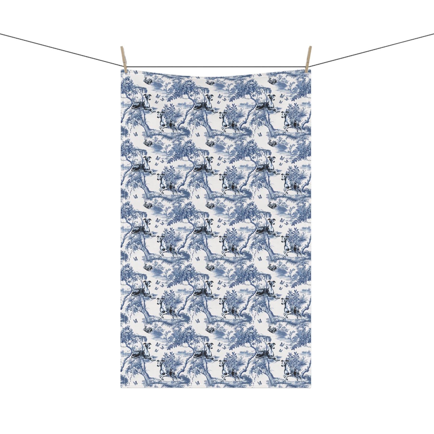 Whippet Cotton Tea Towels - Toile Pattern