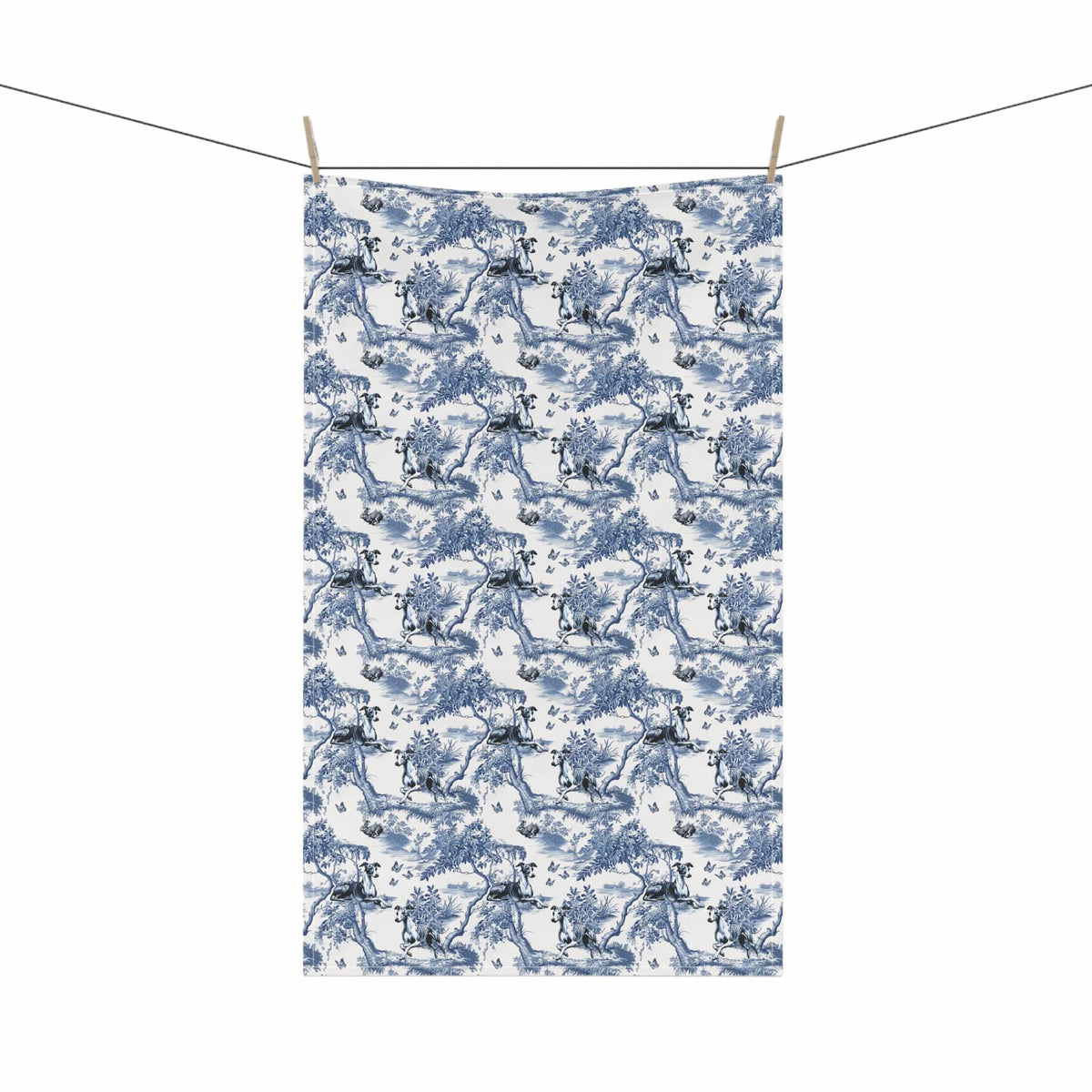 Whippet · Garden Toile Tea Towel