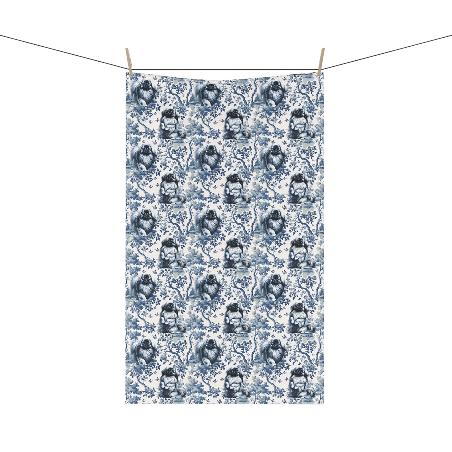 Pekingese Cotton Tea Towels -Toile Pattern