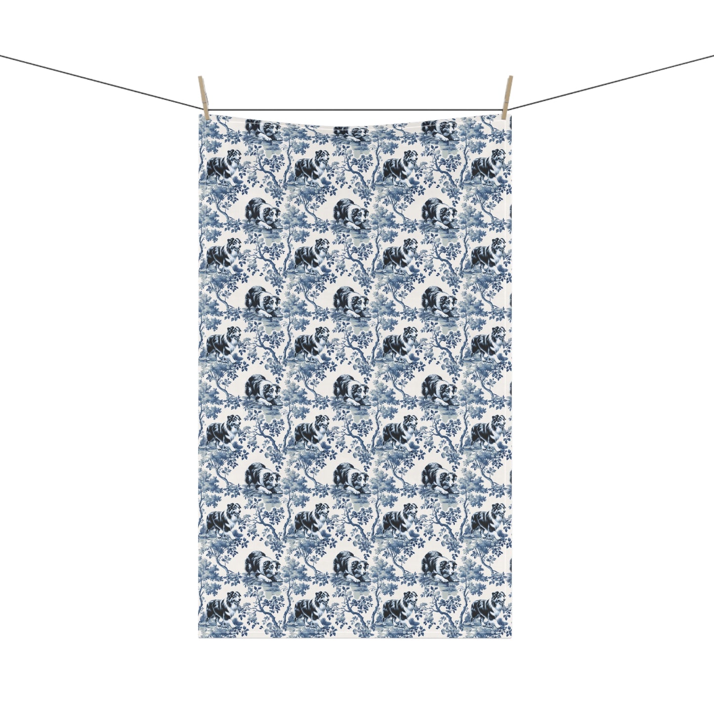 Australian Shepherd Cotton Tea Towels - Toile Pattern