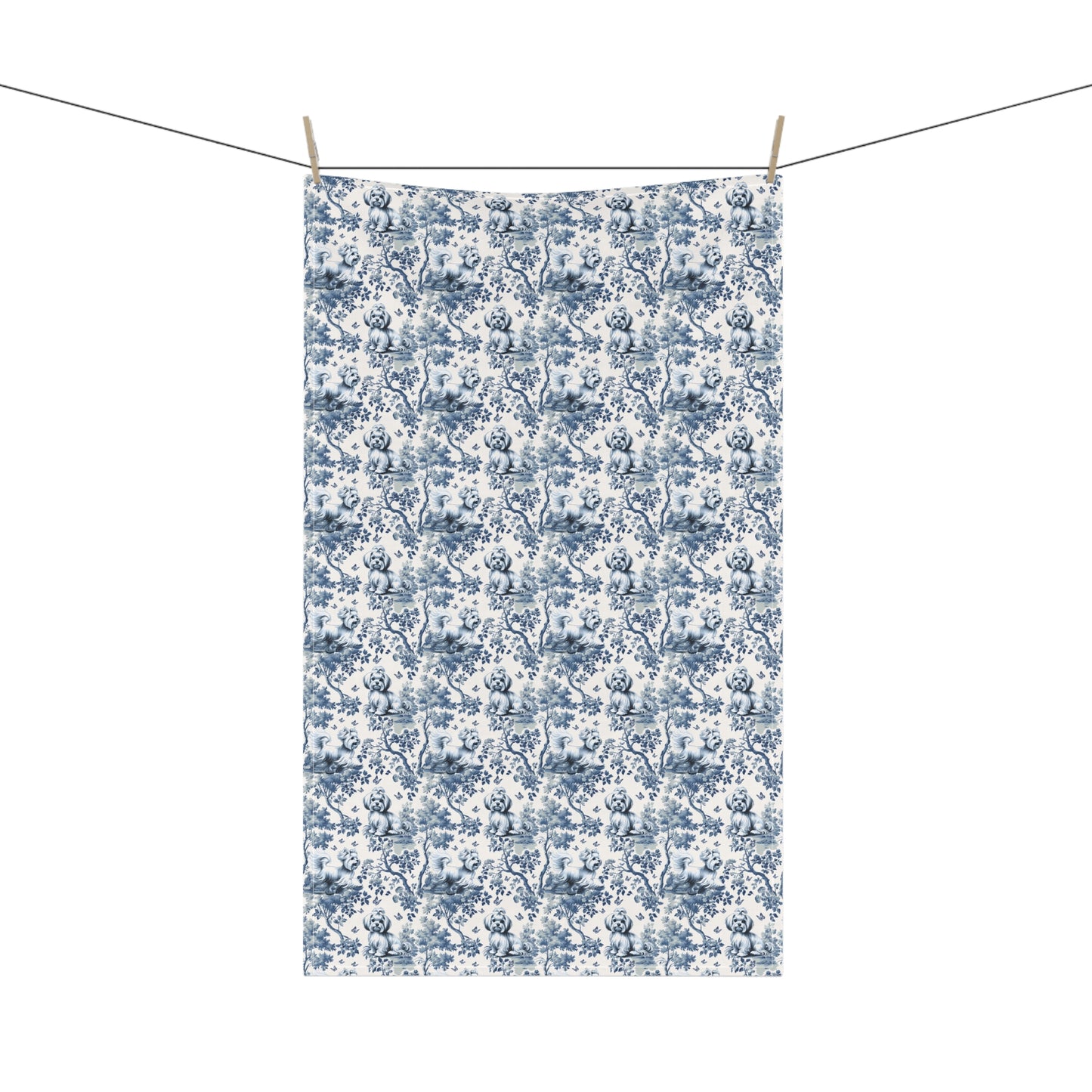 Maltese Cotton Tea Towels - Toile Pattern