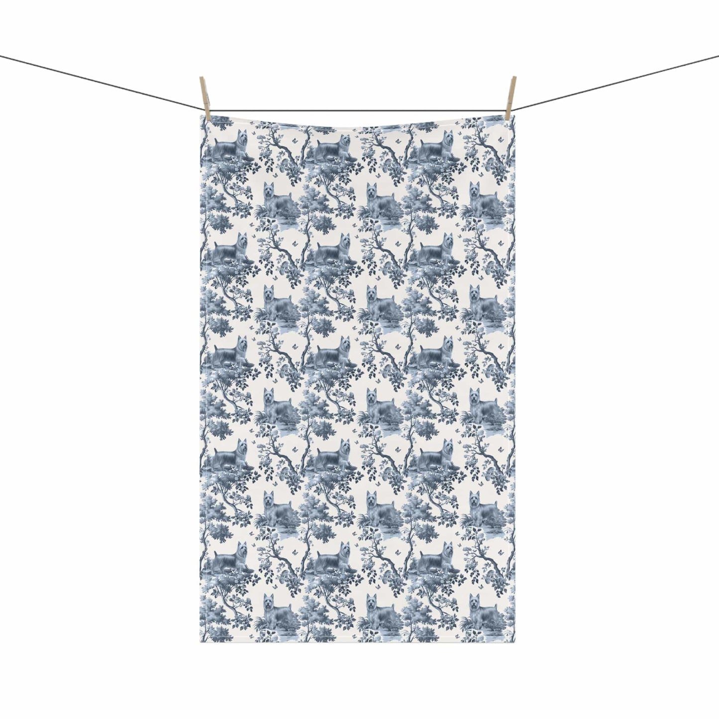 Silky Terrier ยท Garden Toile Tea Towel