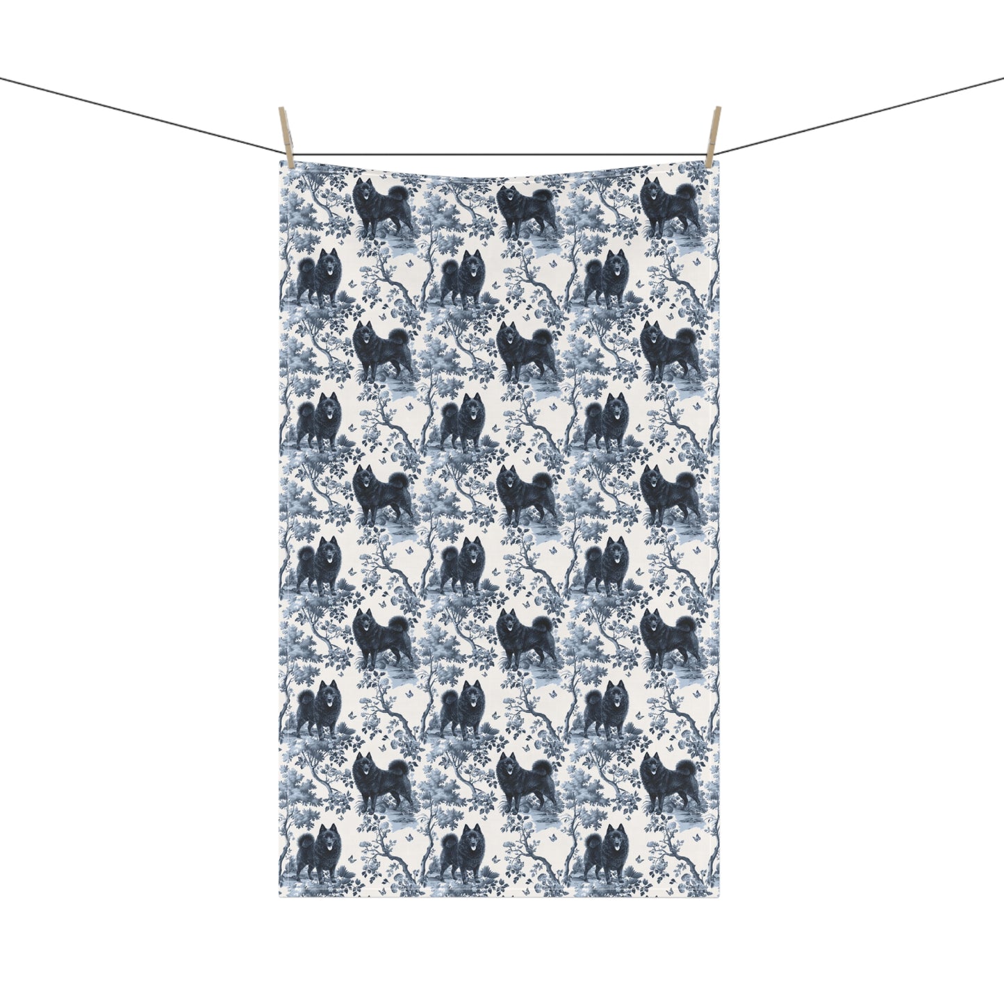 Schipperke Cotton Tea Towels - Toile Pattern