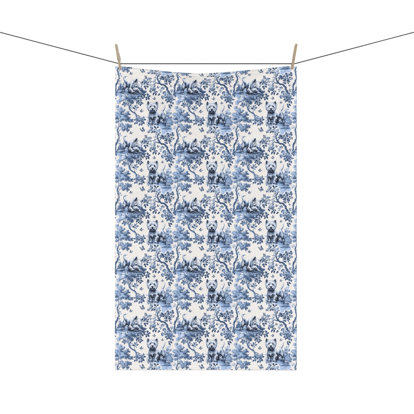 West Highland Terrier Cotton Tea Towels -Toile Pattern