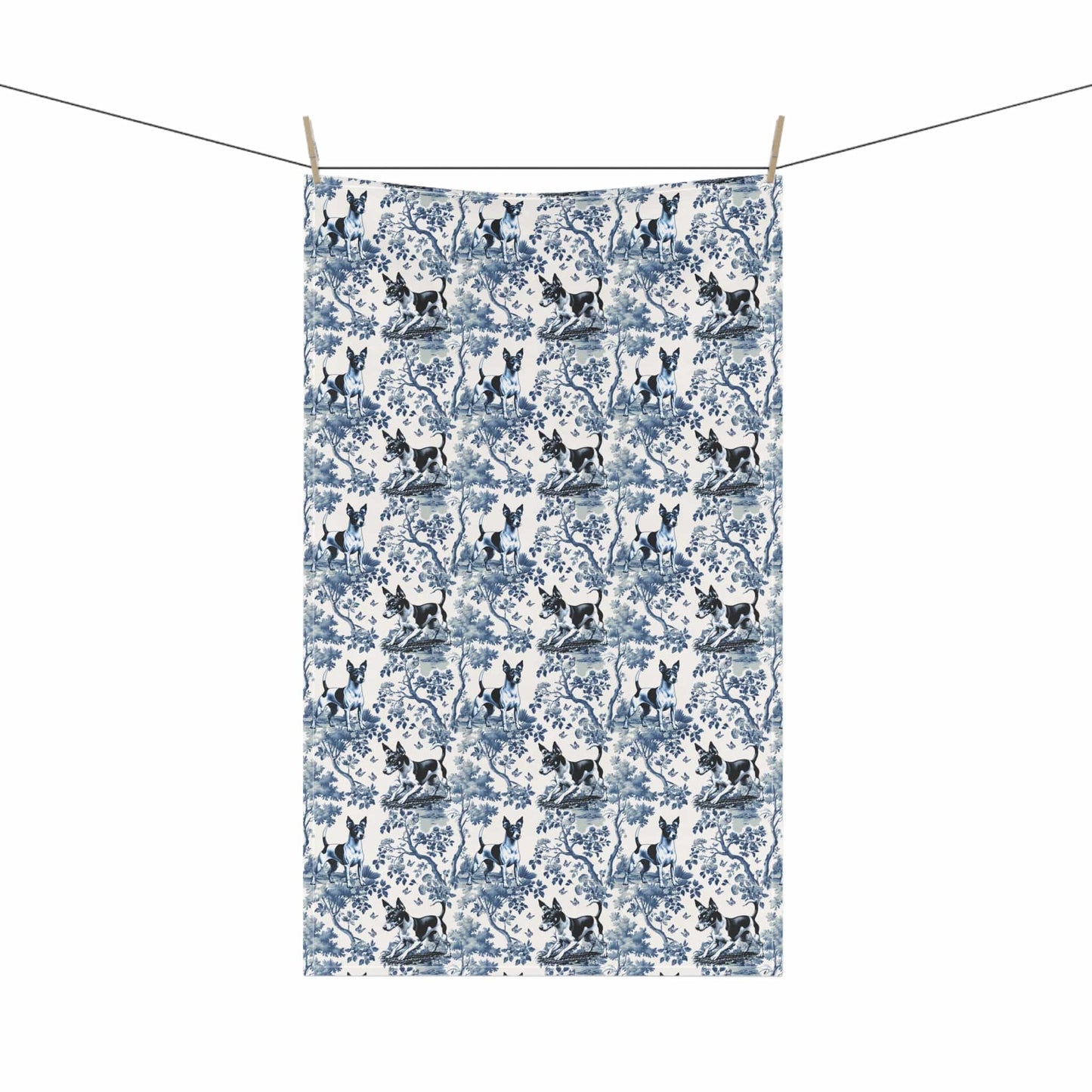 Rat Terrier · Garden Toile Tea Towel