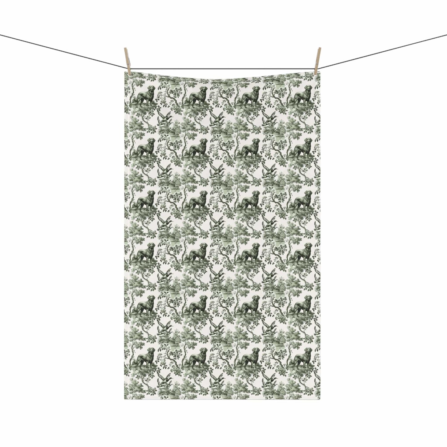 Chesapeake Bay Retriever · Sage Garden Toile Tea Towel